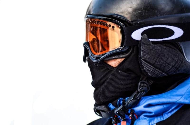snowboard helmet and goggles