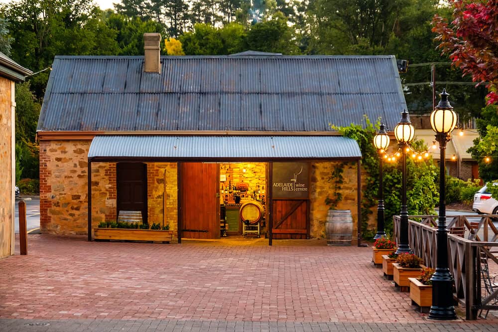 Hahndorf South Australia - Adelaide Hills wine centre in Hahndorf during autumn season after rain