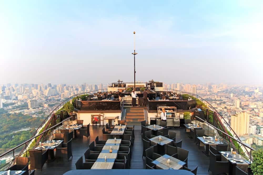Bangkok Thailand - Bangkok at sunset viewed from a roof top bar