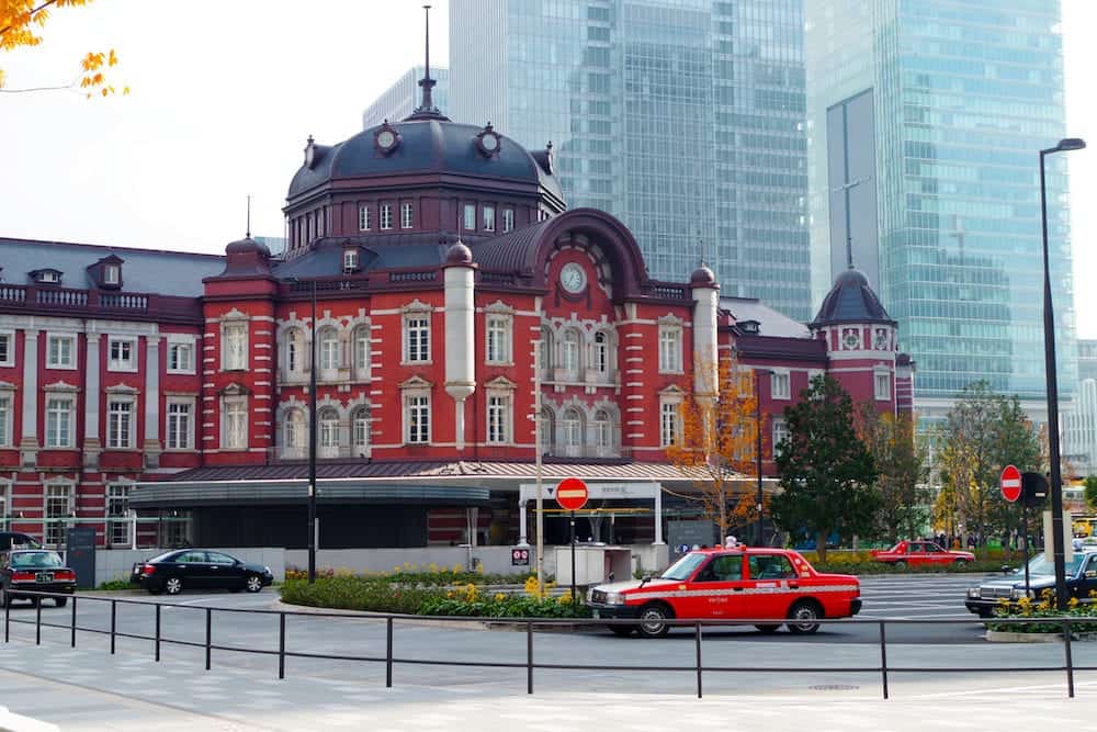 TOKYO, JAPAN. Tokyo Station is a railway station in the Marunouchi business district of Chiyoda, Tokyo, Japan, near the Imperial Palace. The photo show the JR East station.
