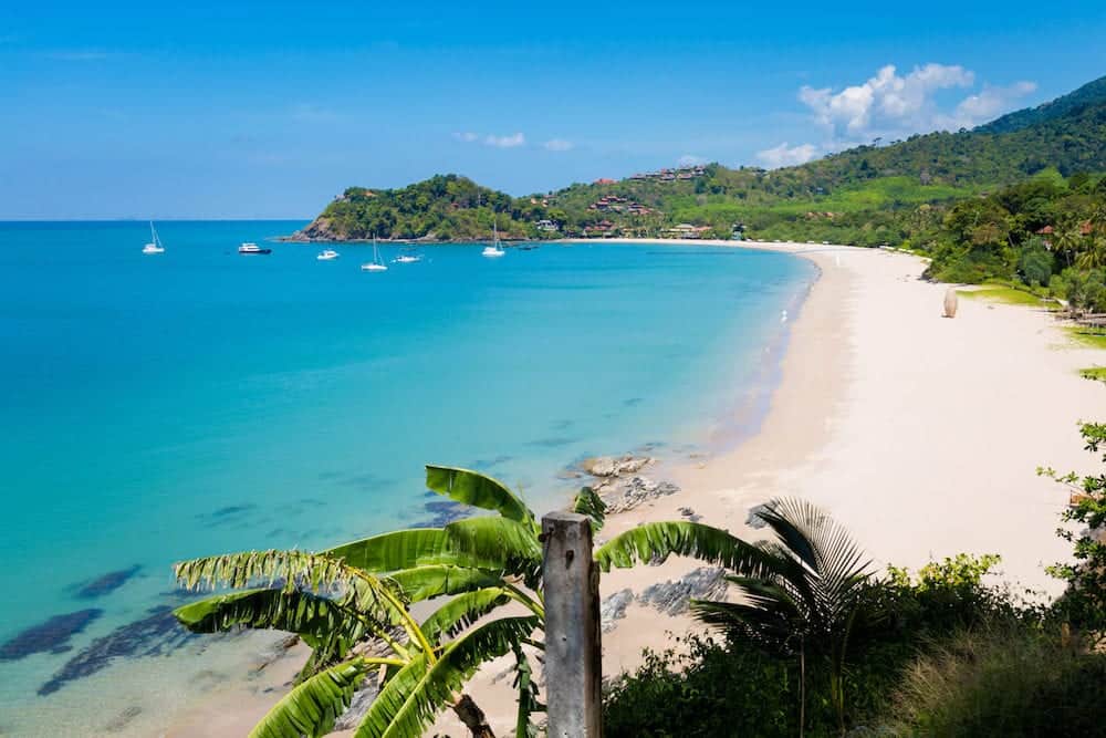 Summer seascape on tropical koh Lanta island in Thailand. Landscape taken on Ba Kantiang Bay with blue sky