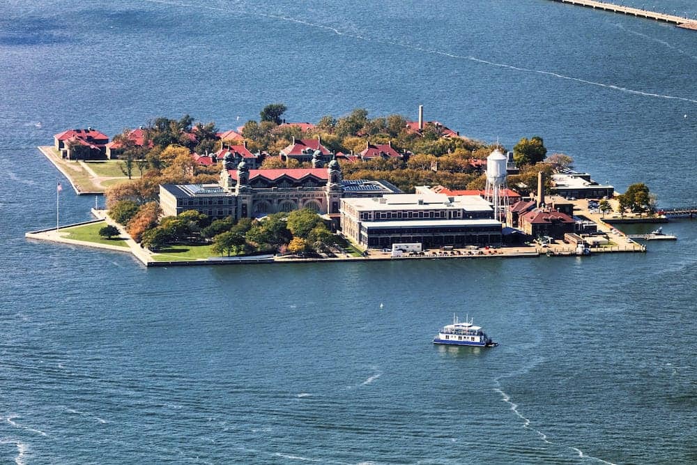 Front view of the Ellis Island Immigration Museum in Ellis Island. The island is the part of the Statue of Liberty National Monument since 1965. New York USA