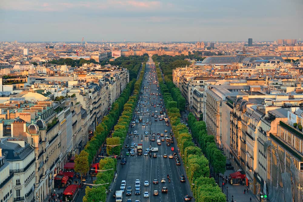 PARIS, FRANCE - Champs-Elysees street view in Paris. With the population of 2M, Paris is the capital and most-populous city of France
