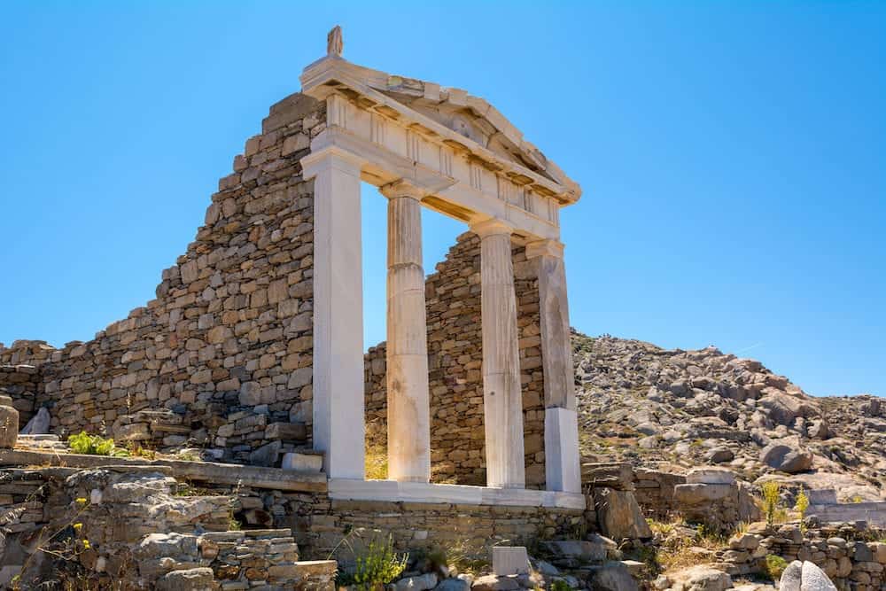 The Temple of Isis in Archaeological Site of Delos island, Cyclades, Greece.