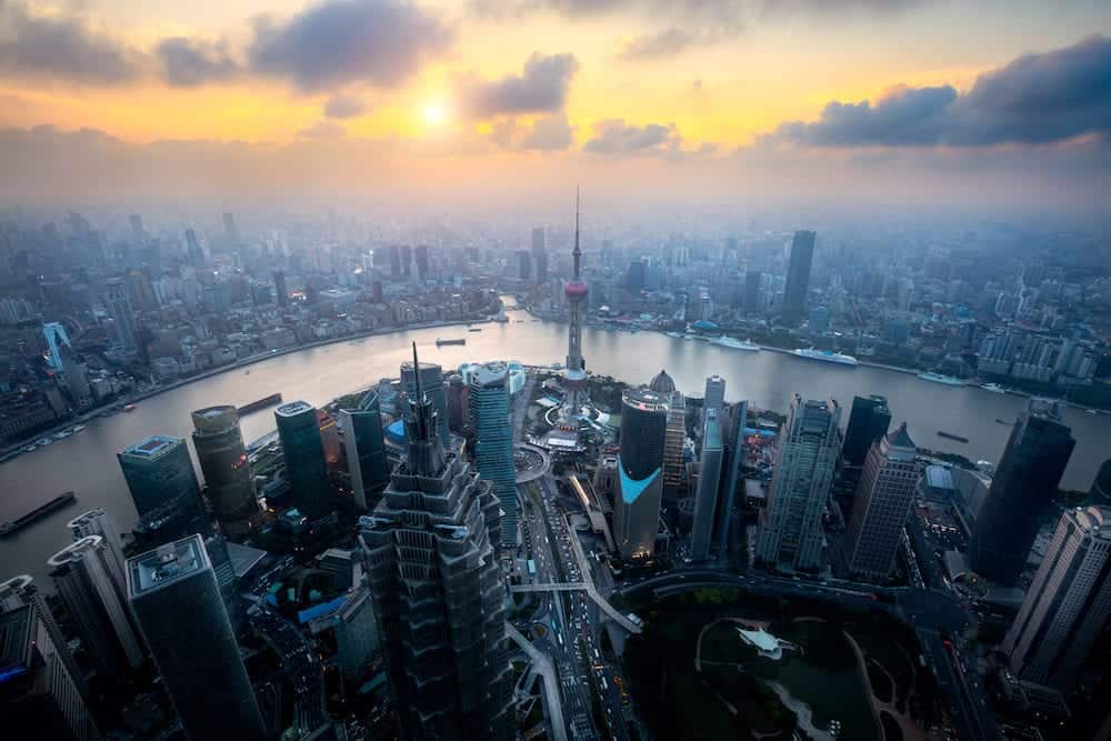 Shanghai skyline cityscape Aerial view of shanghai shanghai lujiazui finance and business district trade zone skyline Shanghai China