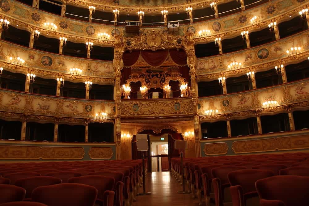 VENICE, ITALY - Interior of La Fenice Theatre. Teatro La Fenice "The Phoenix" is an opera house one of the most famous and renowned landmarks in the history of Italian theatre.