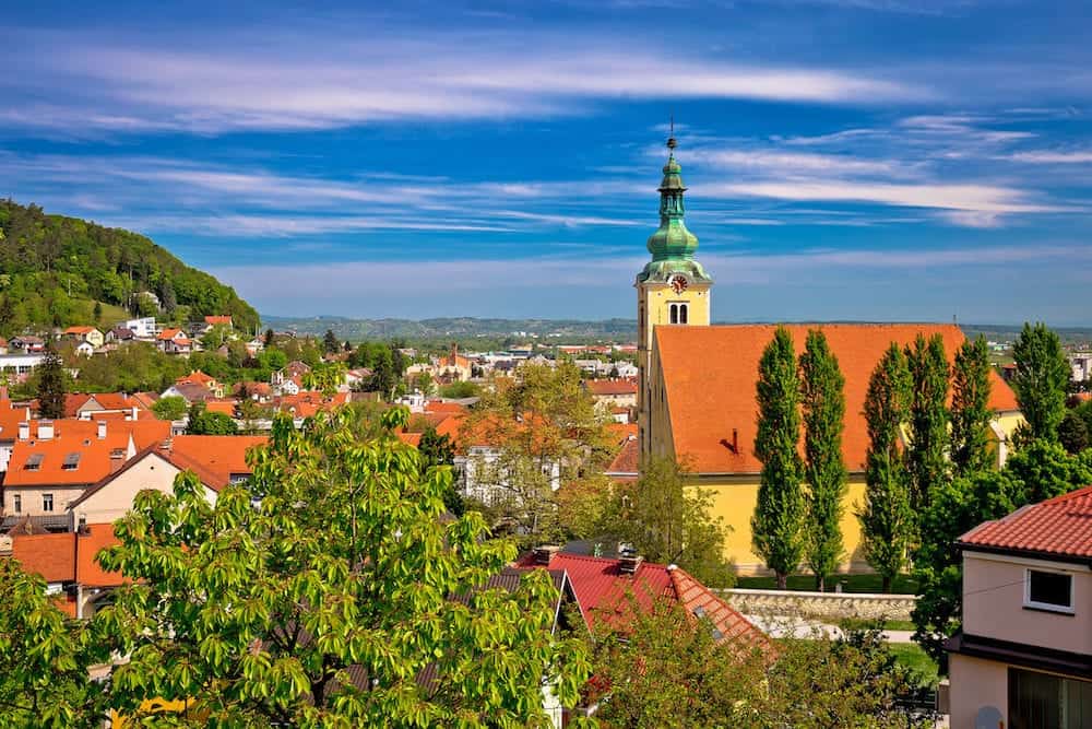 Town of Samobor church and rooftops northern Croatia
