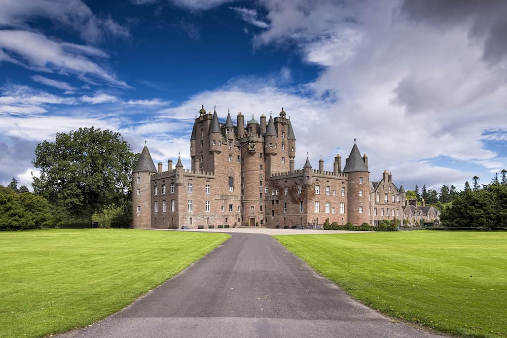 Glamis Castle is situated beside the village of Glamis in Angus. It is the home of the Countess of Strathmore and Kinghorne, and is open to public.