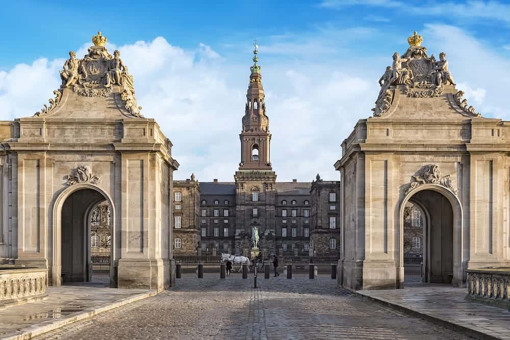 Christianborg palace Entrance view in Copenhagen Denmark