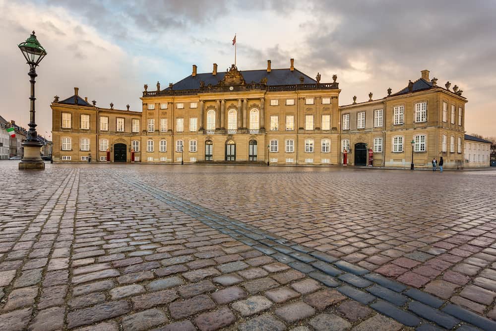 COPENHAGEN, DENMARAK- Frederick VIII's Palace in Amalienborg. Home of the Danish royal family. Consists of four identical classical palace.