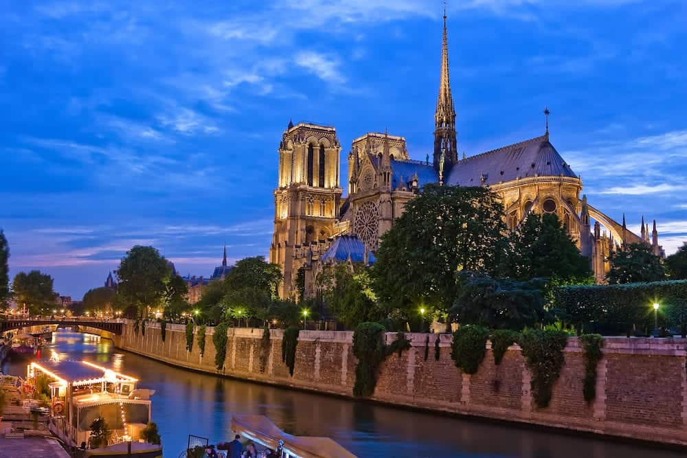 Notre Dame de Paris at night, Paris, France