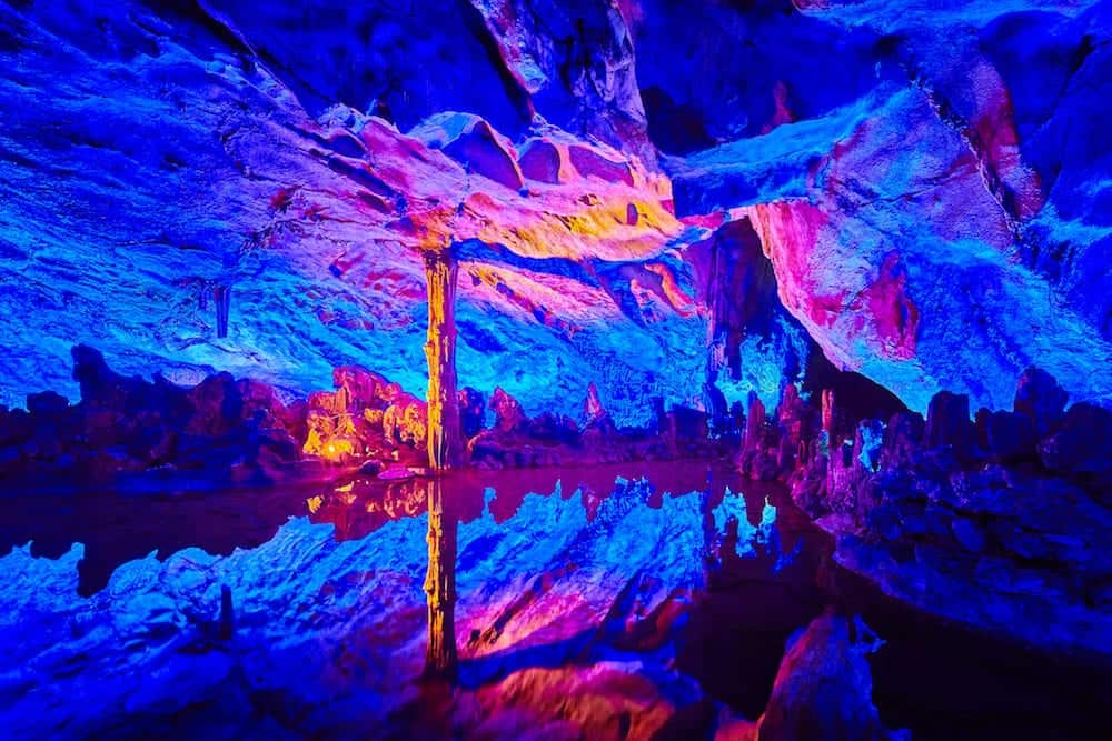 Reed Flute Cave in Guilin, Guangxi, China.