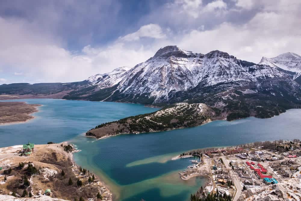 Aerial view of Waterton Lakes from the Bear's Hump, Waterton Lakes National Park, Canada