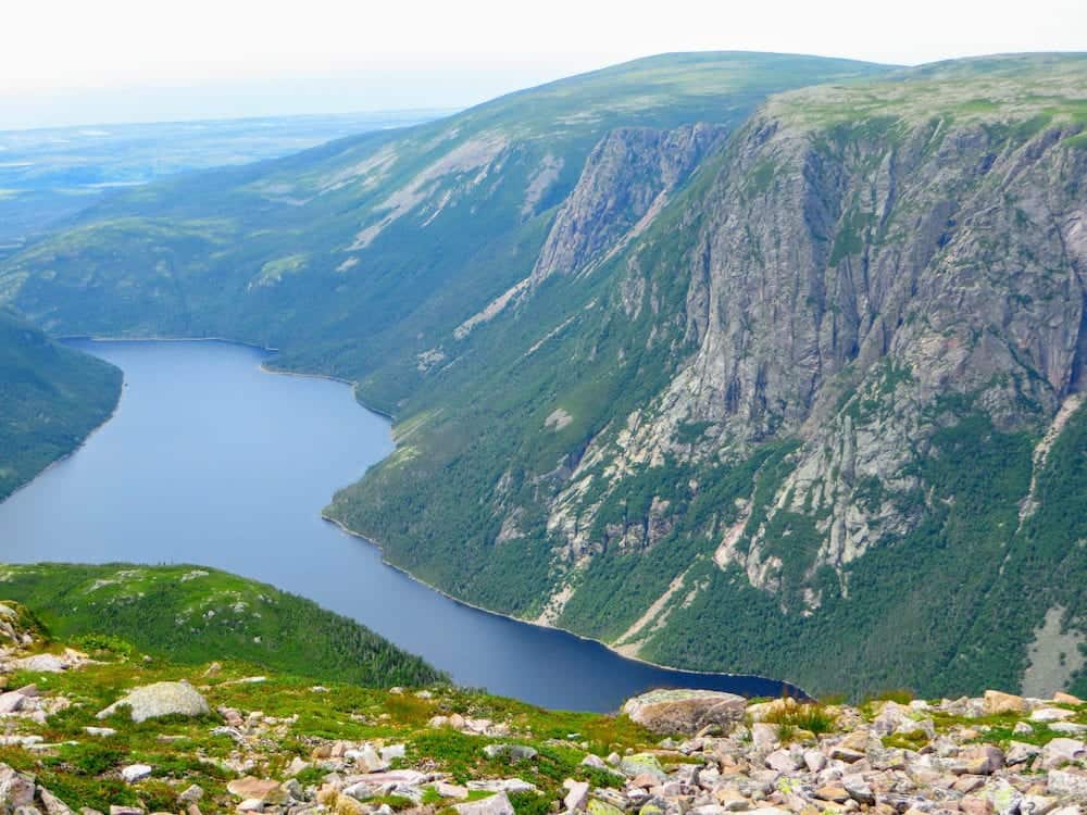 Hiking in beautiful Gros Morne National Park atop Gros Morne Mountain in Newfoundland and Labrador, Canada