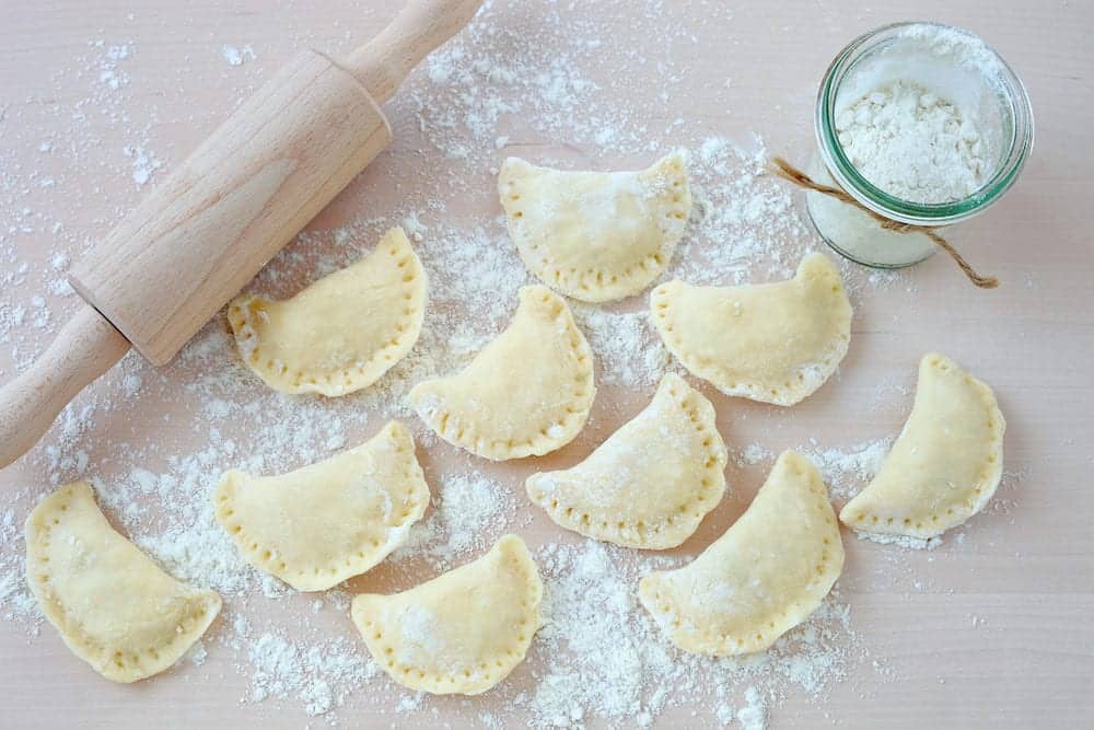 Traditional Polish food - pierogi: are the Polish form of a handmade dumpling filled with meat, potato or cheese.