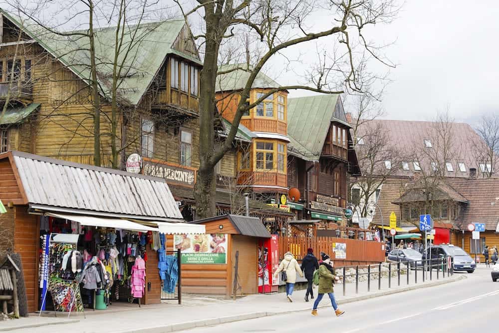 ZAKOPANE POLAND - Wooden building until 1898 the biggest hotel in Zakopane. Nowadays it houses famous Gazdowo-Kuznia restaurant and milk-bar