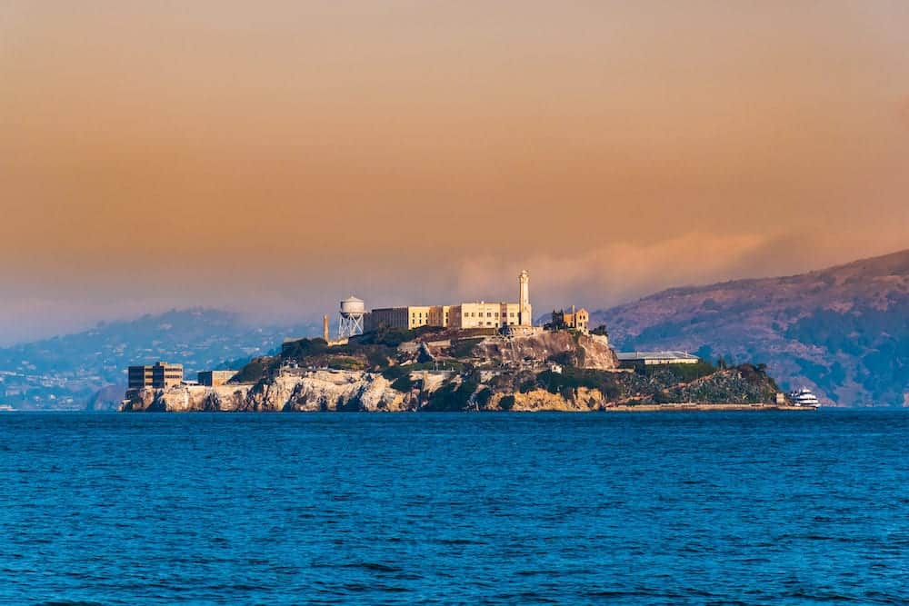 Alcatraz Island, San Francisco, California facilities for a lighthouse, a military fortification, a military prison