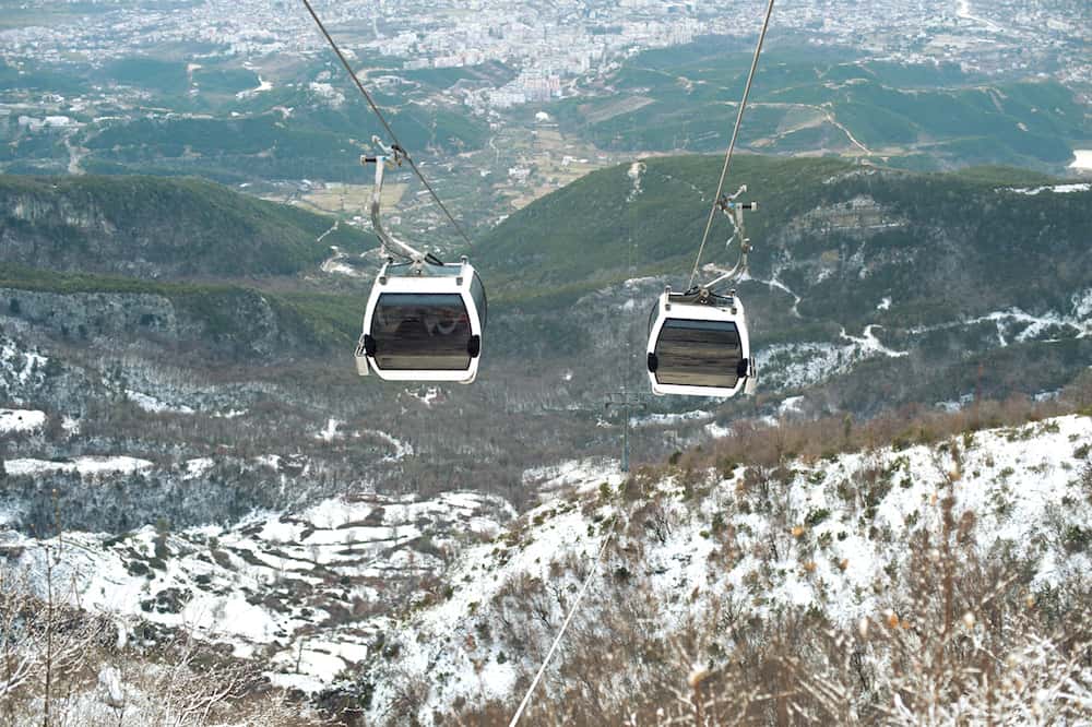 Aerial view to Tirana from Dajti Express cable car, Albania sightseeing and leisure