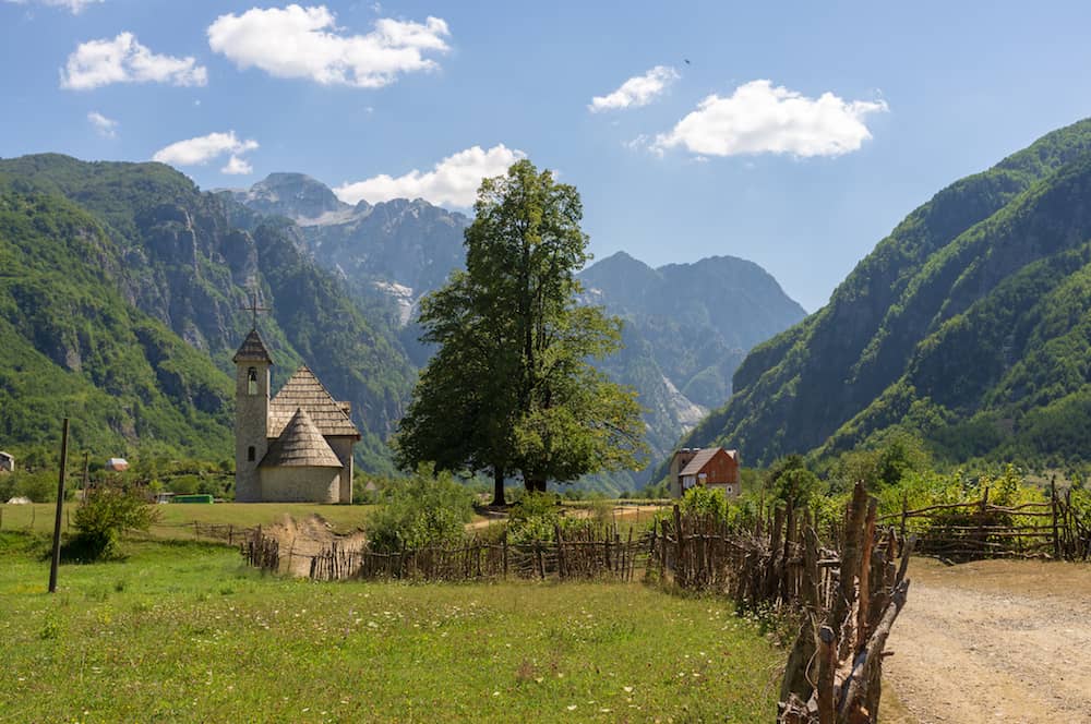 The beautiful Church of Theth National Park in Albania