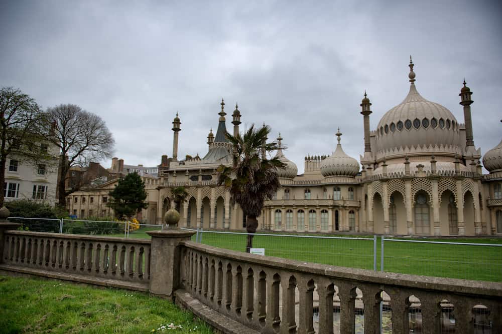 Gardens and Grounds of Brighton Royal Pavilion with Cloudy Skies, Brighton, England