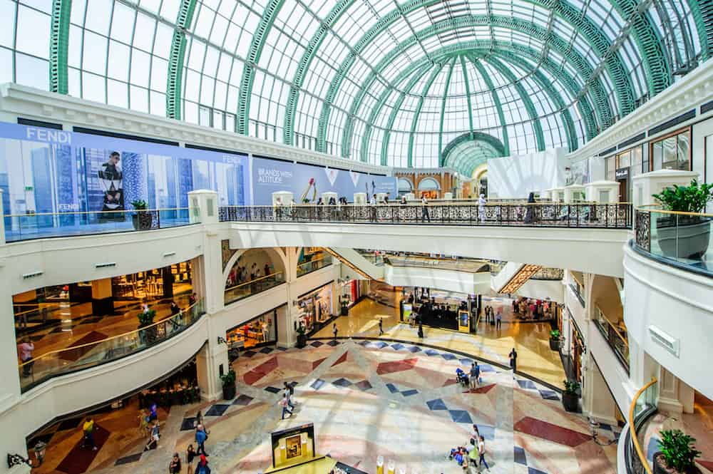 DUBAI, UAE - Mall of the Emirates interior in Dubai, United Arab Emirates. Mall of the Emirates is a shopping mall in the Al Barsha district of Dubai.