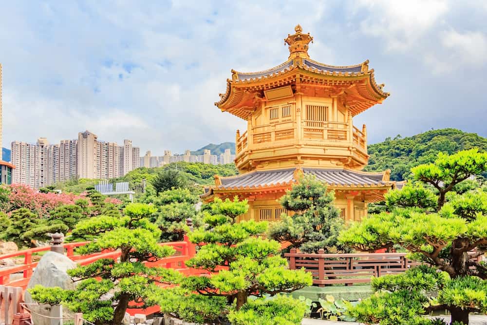 Front View The Golden Pavilion Temple in Nan Lian GardenThis is a government public park situated at Diamond hill Kowloon Hong Kong