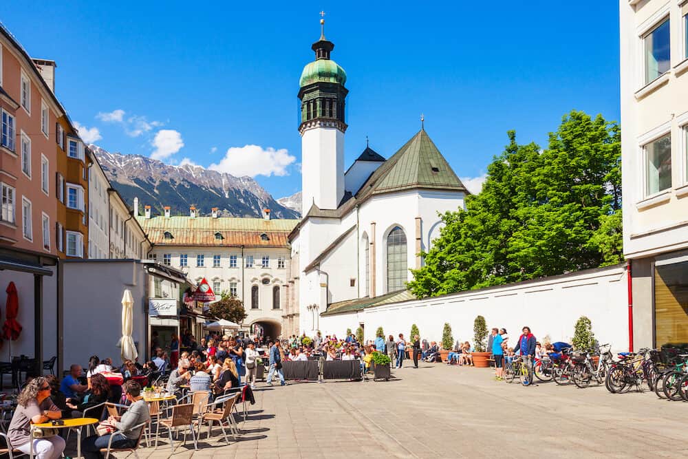 INNSBRUCK, AUSTRIA - The Innsbruck Hofkirche or Court Church is a Gothic church located in the Altstadt Old Town in Innsbruck, Austria