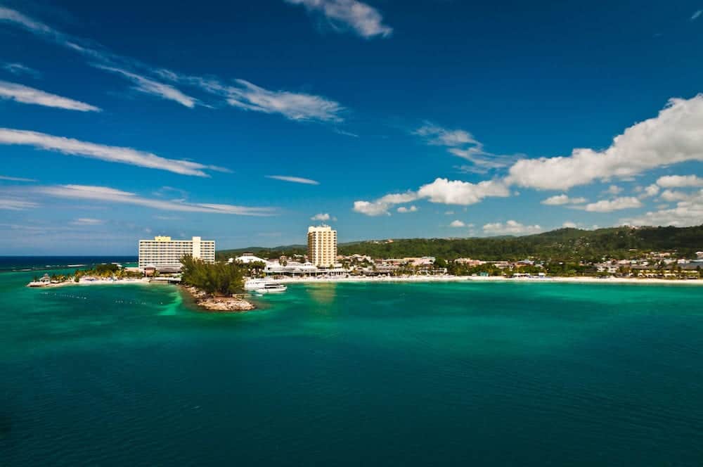 Tourist side of Kingston Jamaica viewed from the water