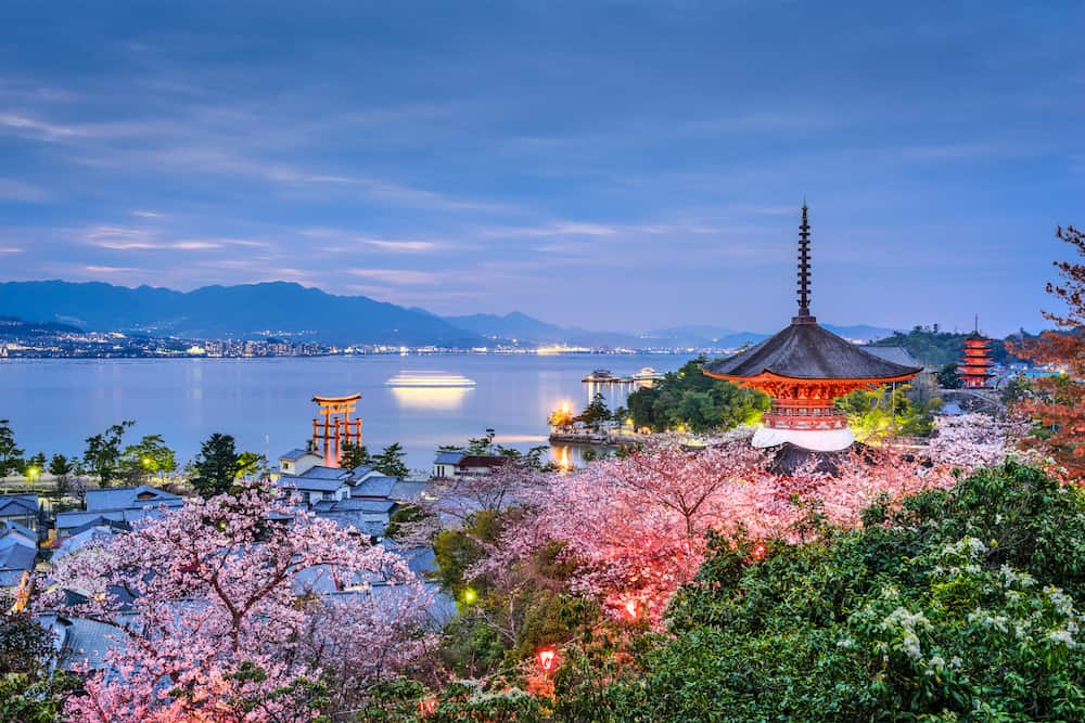 Miyajima Island, Hiroshima, Japan in spring.