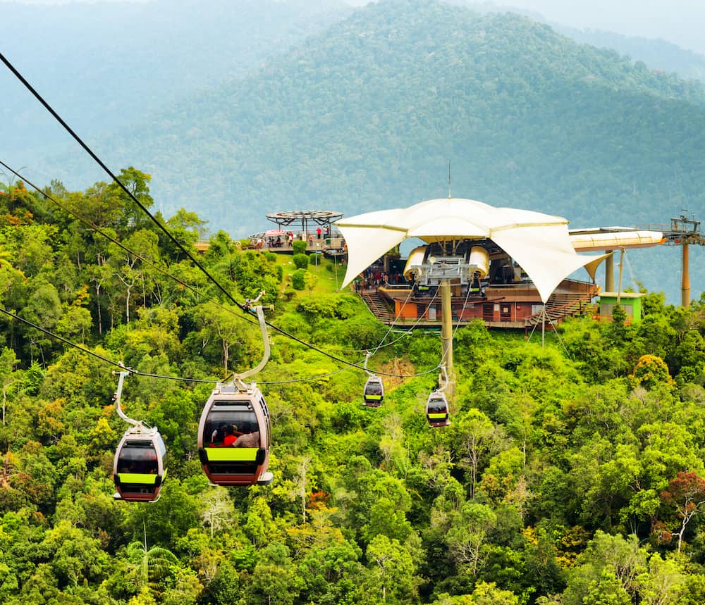 Amazing view of cable car on Langkawi Island Malaysia.