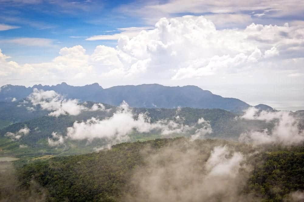 Majestic views of mist and forest on Langkawi Island Malaysia