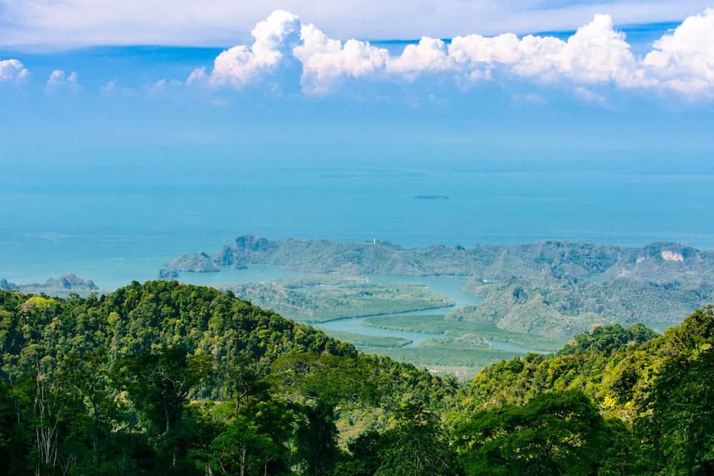 Langkawi landscape of delta of river, tropical island in Asia, Malaysia
