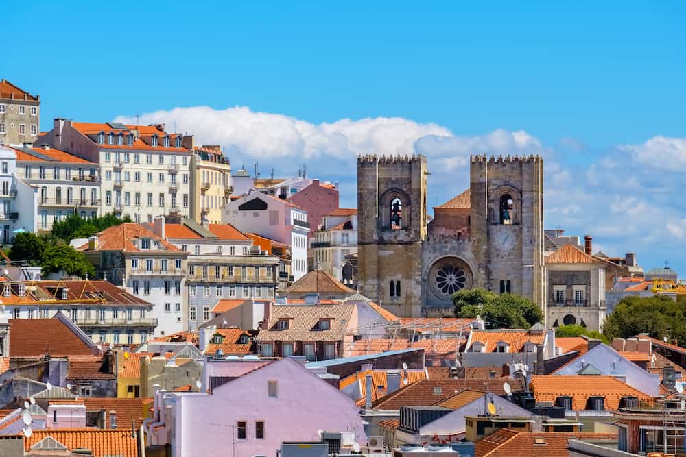 Lisbon rooftops with Se Cathedral. Portugal, Europe