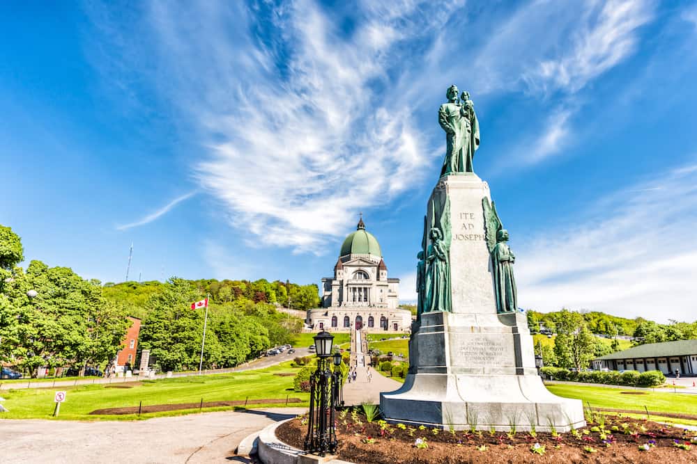 Montreal Canada - St Joseph's Oratory on Mont Royal with statue in Quebec region city