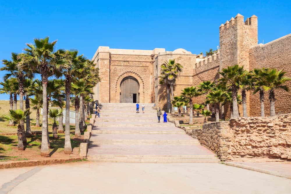 The Kasbah of the Udayas fortress in Rabat in Morocco. The Kasbah of the Udayas is located at the mouth of the Bou Regreg river in Rabat, Morocco. Rabat is the capital of Morocco.
