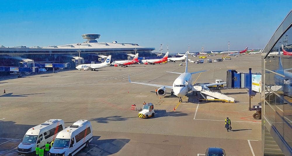 NICE, FRANCE - Airplane undergoes preflight service in the Vienna International Airport