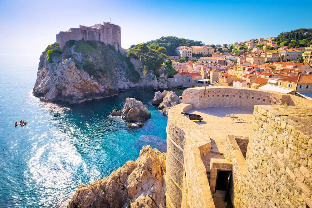 Dubrovnik bay and historic walls view, tourist destination in Dalmatia, Croatia