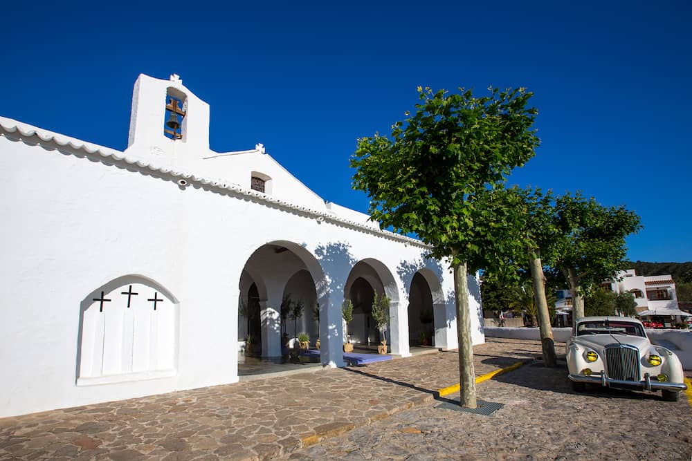 Ibiza Sant Carles de Peralta white church in Balearic Islands Spain