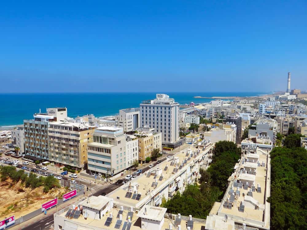 Panorama of the city of Tel Aviv with skyscrapers in new districts of the city and residential areas. 