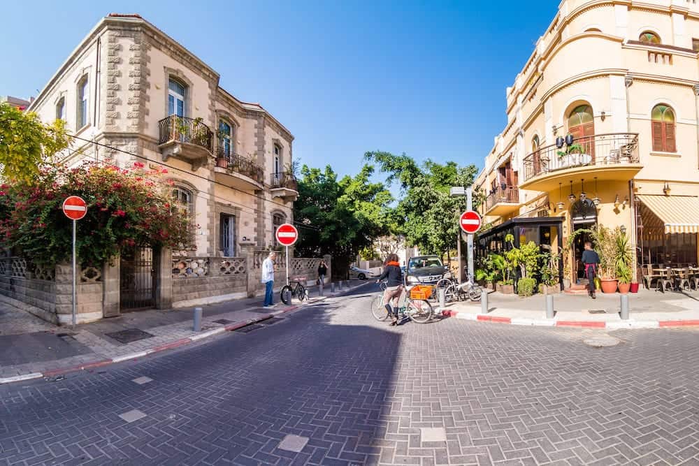 TEL AVIV ISRAEL Street scene in Neve Zedek district in Tel Aviv, Israel.