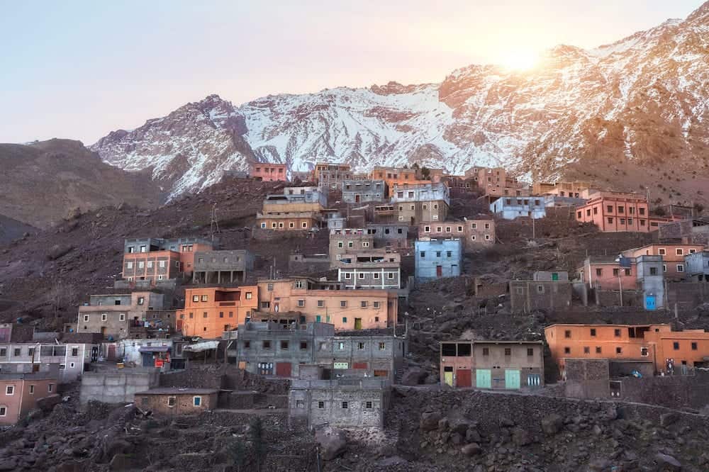 Imlil city in the Atlas Mountains of Morocco