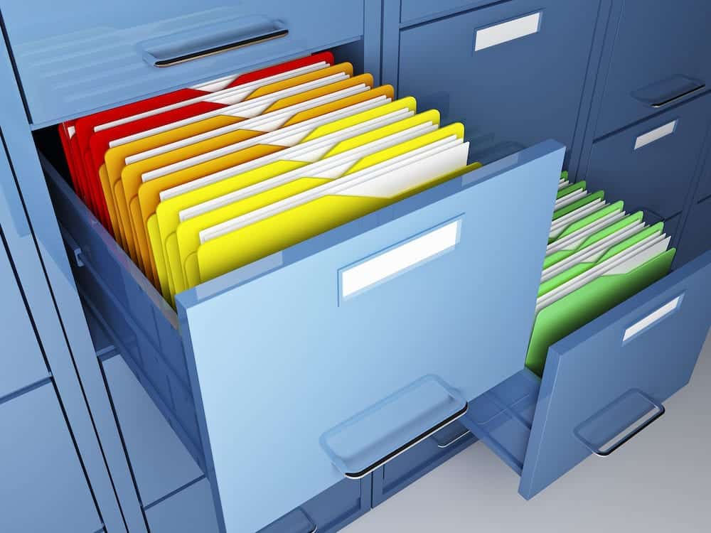 file cabinet detail and colorful folder