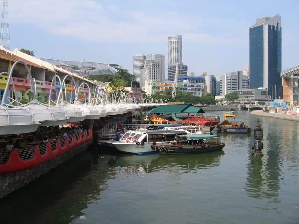 Cityscape of Singapore city as viewed from Clarke Quay.