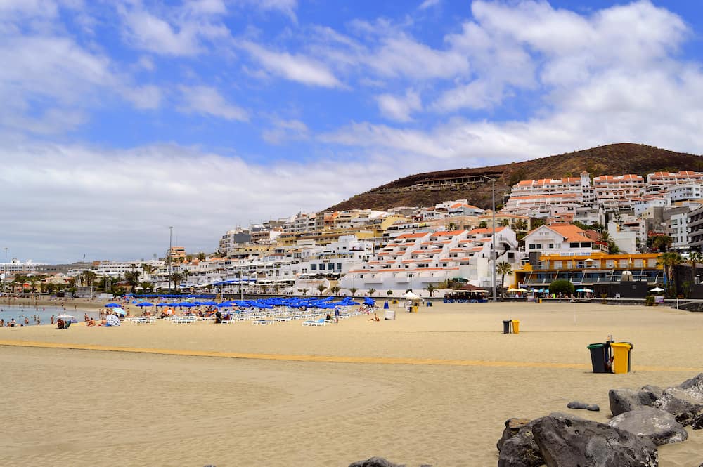 Los Cristianos beach Tenerife Canary Islands Spain Europe - Hotels and apartments in Los Crristianos