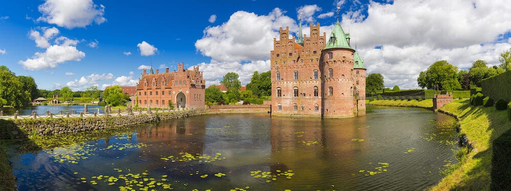 Egeskov Castle, located in the south of the island of Funen, Denmark.