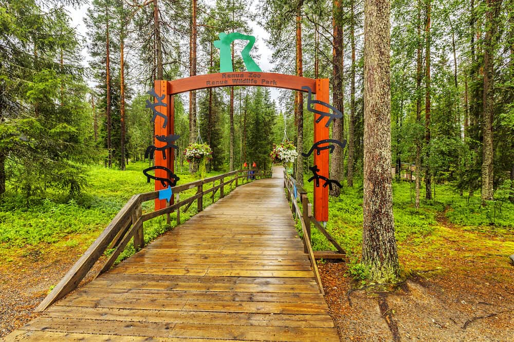 Ranua Wildlife Park. Entrance. At the park you can see polar bears as well as 50 different other arctic animal species in the midst of northern woods.