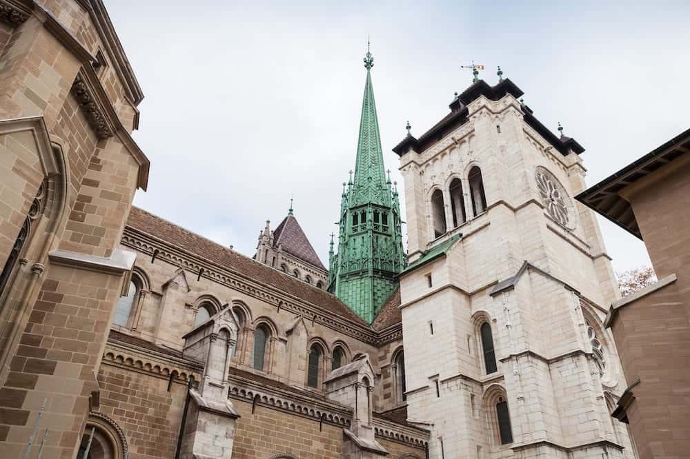 Saint Peters Cathedral exterior, Geneva city, Switzerland