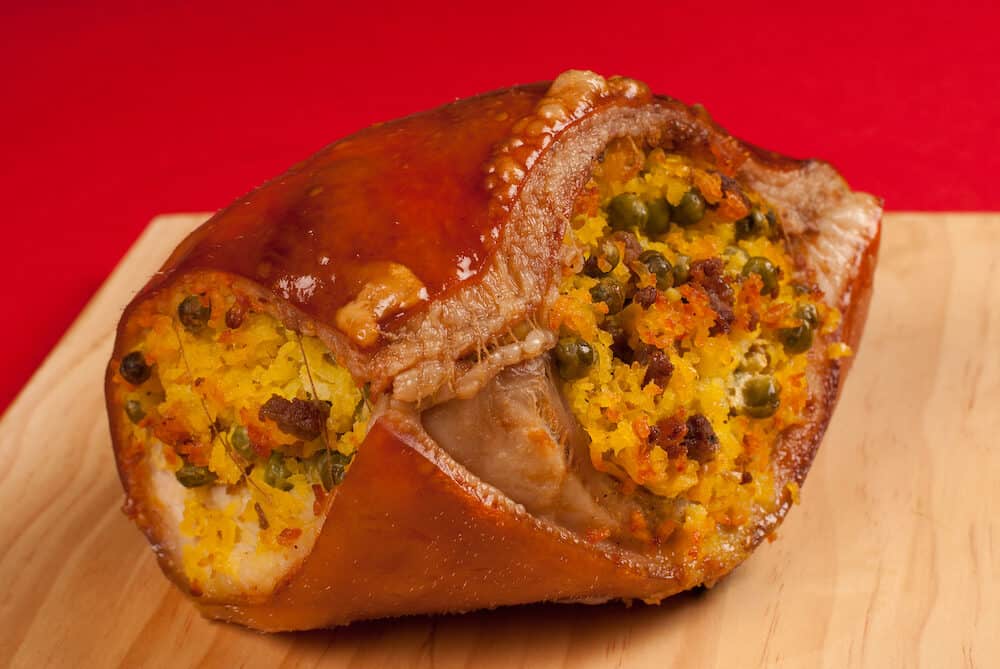 Lechona stuffed roast pork a Colombian Christmas meal