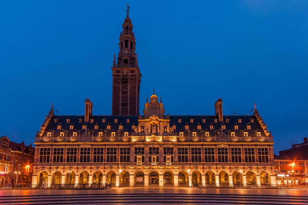 The monumental universitary library on the ladeuzeplein in Leuven, Belgium