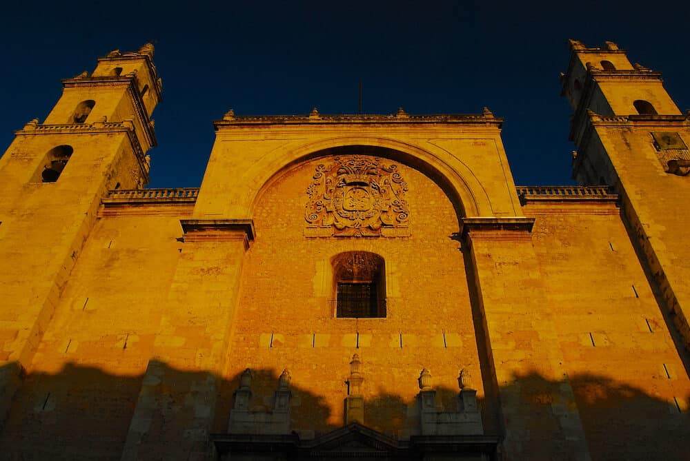 Church of Sta. Ana in El Centro (historic center) at sunset.